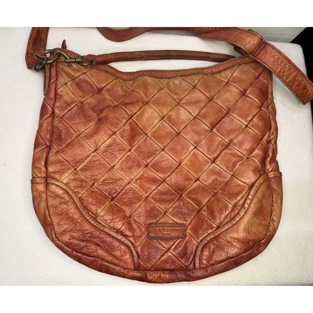 Liebeskind Berlin Large Cognac Leather Hobo Shoulder Bag Quilted Slouchy Boho - Picture 2 of 11